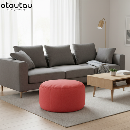OTAUTAU Round Stool D30cm*H20cm Linen Bean Bag Ottoman with Filling Beanbag Pouf Footstool Tatami Futon Puff JD001 - gallery 2