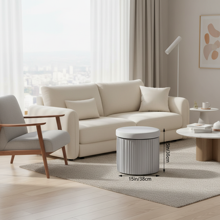 WOLTU Velvet Round Ottoman MDF Foldable Storage Stool with Removable Padded Lid Creative Storage Box for Footstool Living Room - gallery 2