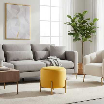 Customized Velvet Dressing Stool Golden Leg Tassel Makeup Bench Openable Ottoman Pouf for Home Fashionable Furniture - gallery 2