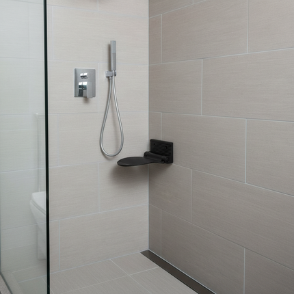 1pc Bathroom Footrest Shower Foot Rest Pedestal Pedal Wall Mounted Black/silver Aluminium Alloy Shower Footstool Anti-slip - gallery 2