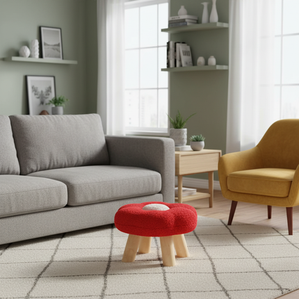 Wooden Small Foot Stool Non Slip Foot Rest Under Desk Footrest Ottoman Soft Stool for Playroom Apartment Porch Bedroom - gallery 2