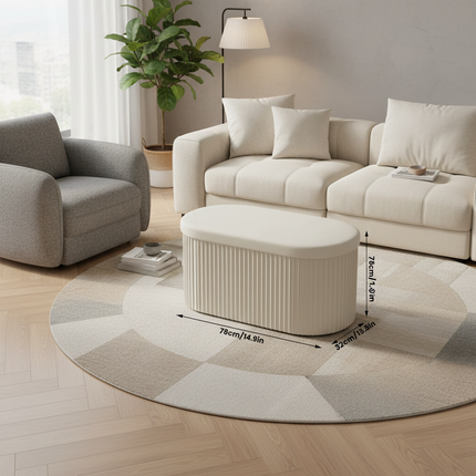 WOLTU Velvet Round Ottoman MDF Foldable Storage Stool with Removable Padded Lid Creative Storage Box for Footstool Living Room - gallery 2