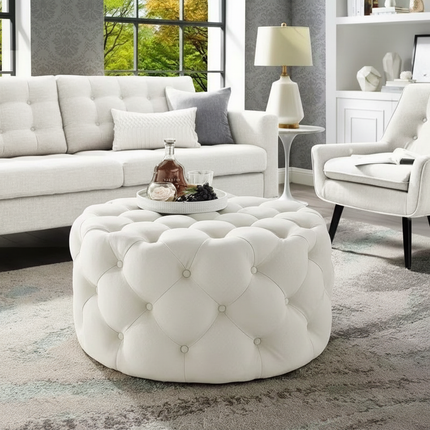 60cm Nordic Velvet Stool Round Pouf Ottoman Vintage Makeup Stool Living Room Footrest Soft Bedroom Bench Shoe Changing Stool - gallery 2