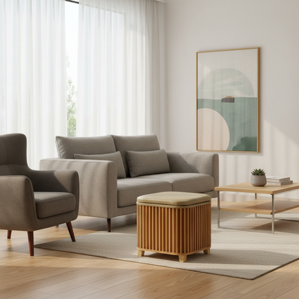 Japanese Solid Wood Small Square Stool with Storage Box Sundries Toys Organizer Household Hallway Shoes Change Footstool Ottoman - gallery 2