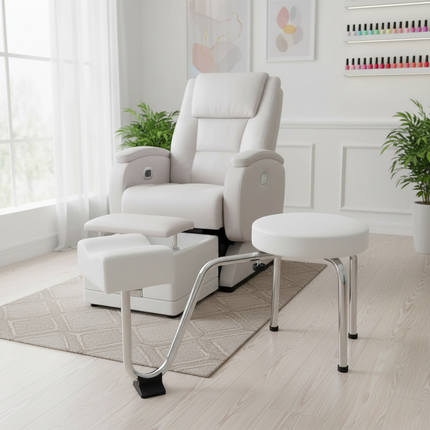 Pedicure Stool Chair Beauty Salon Lift Stool Footrest Nail Bench Height Adjustable 10KG Load-bearing White/Black - gallery 2