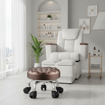 5-Wheel Metal Stool - Thickened Silent Low Stool with Sturdy Frame for Home/Foot Spa/Cosmetology/Kids - gallery 2