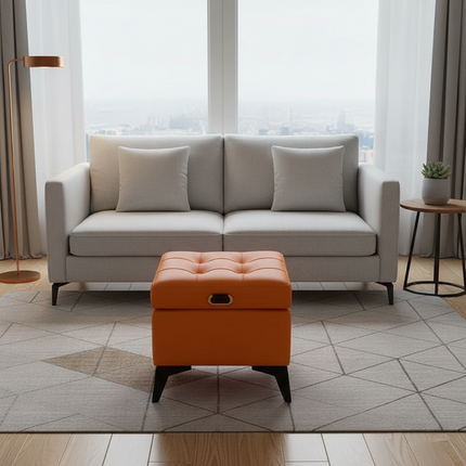 Solid Wood Storage Ottoman, Large Capacity Home Sofa Box, Movable Leather Bed End Bench, Wear-Resistant Entryway Shoe Stool - gallery 2