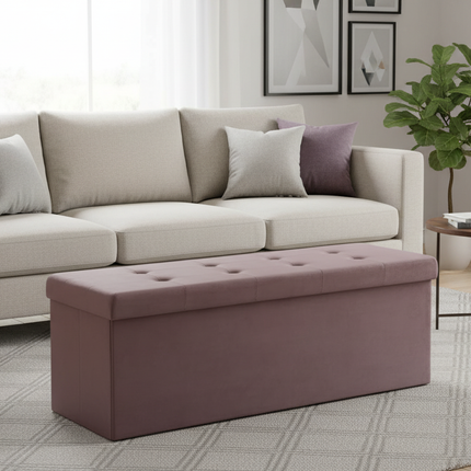 1PC Foldable Stool Home Ottoman Seat Bench Chest with Storage Space Organizer Box Living Room Furniture - gallery 2