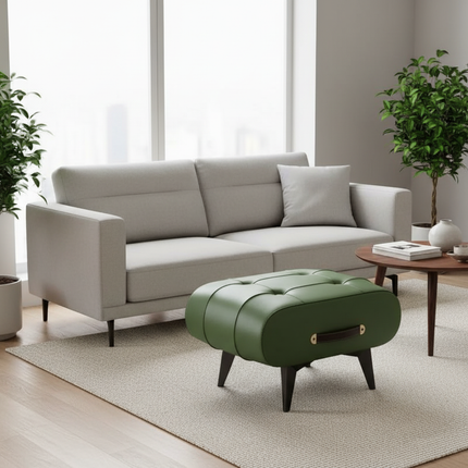 Foldable Foot Stool Extra Thick PU Leather & High-Density Foam, Portable Ottoman for Living Room/Bedroom/Office, Non-Slip Base - gallery 2