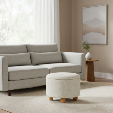 WOLTU Foldable Ottoman Storage Pouf Upholstered Stool with Lid Pine Legs Space Saving for Living Room Bedroom Home Decal - gallery 2