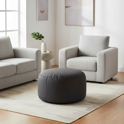OTAUTAU Round Stool D30cm*H20cm Linen Bean Bag Ottoman with Filling Beanbag Pouf Footstool Tatami Futon Puff JD001 - gallery 2