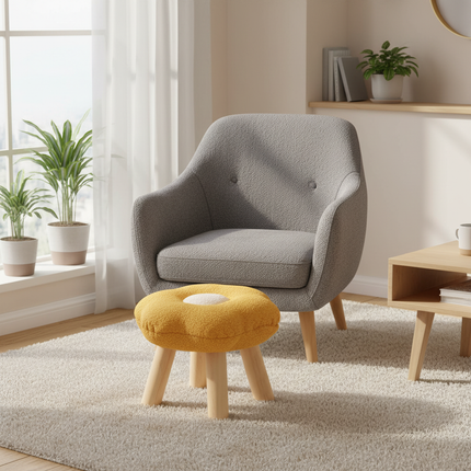 Wooden Small Foot Stool Non Slip Foot Rest Under Desk Footrest Ottoman Soft Stool for Playroom Apartment Porch Bedroom - gallery 2