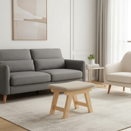 Cloth Small Stool Creative Household Shoe Stool Tea Table Stool Living Room Wood Solid Bench Modern Simple Sofa - gallery 2