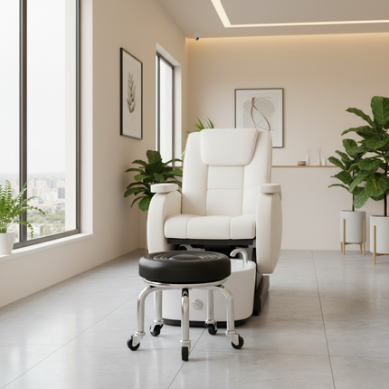 5-Wheel Metal Stool - Thickened Silent Low Stool with Sturdy Frame for Home/Foot Spa/Cosmetology/Kids - gallery 2