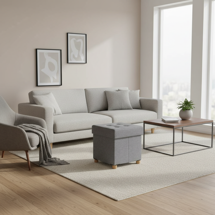 Folding Storage Ottoman Bench Folding Storage Trunk Footrest Stool Cube Bench Storage Chest Footrest Coffee Table Padded Seat - gallery 2