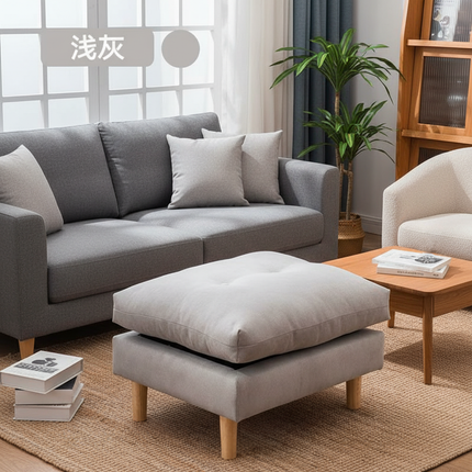 Soft Velvet Solid Wood Bed-End Bench  Durable Nordic Sofa Footstool  Sturdy Living Room Ottoman  Versatile Square Footrest - gallery 2