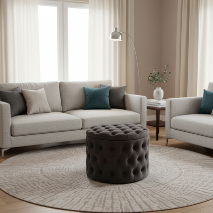 Nordic Luxury Sofa Footstool Living Room Bedroom Wardrobe Rest Stool Internet Celebrity Pink Fabric Storage Round Sofa Stool - gallery 2