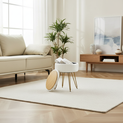 Redlife Velvet Vanity Stool Chair with Storage Multifunctional Makeup Chair Footrest with Anti-Slip Feet for Living Room Bedroom - gallery 2