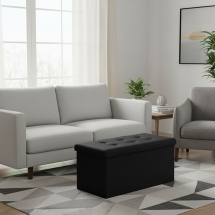 Folding Storage Bench Storage Chest Footret Coffee Table Paddled Stand Fake Leatherproof Anti- skidding Sofa Stool Makeup Stool - gallery 2