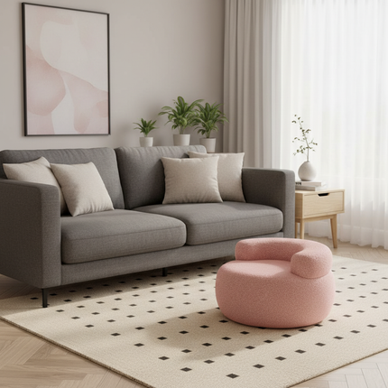 Soft Sofa Stool Household Round Stools Imitation Lamb Cashmere Ottoman Wooden Adults Feet Rest Bedroom Footrest Home Furniture - gallery 2