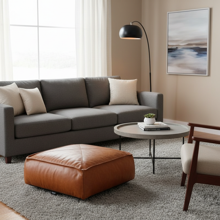 45cm Moroccan Artificial PU Leather Pouf Cover Craft Simple Sofa Ottoman Footstool Unstuffed Living Room Bedroom Cushion Covers - gallery 2