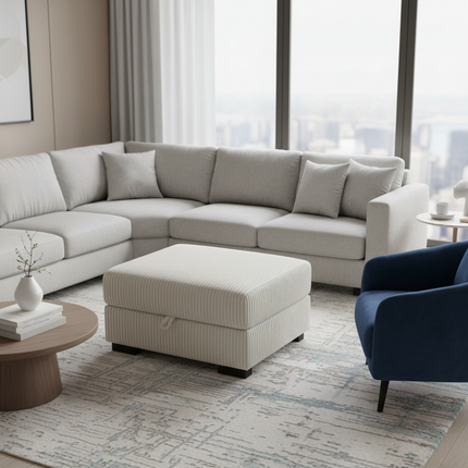 Comanlai Large Storage Ottomans,Modern Footrest with Storage space,Small Stool,Single Seat Sofa Chair,Corduroy Fabric - gallery 2