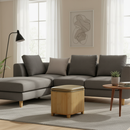 Japanese Solid Wood Small Square Stool with Storage Box Sundries Toys Organizer Household Hallway Shoes Change Footstool Ottoman - gallery 2