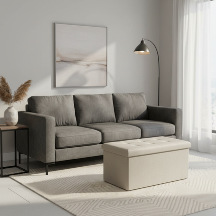 WOLTU Functional Storage Foot Stool Ottoman Bench Folding Chest Storage Cube Colorful Storage Box Upholstered Seat Removable Lid - gallery 2