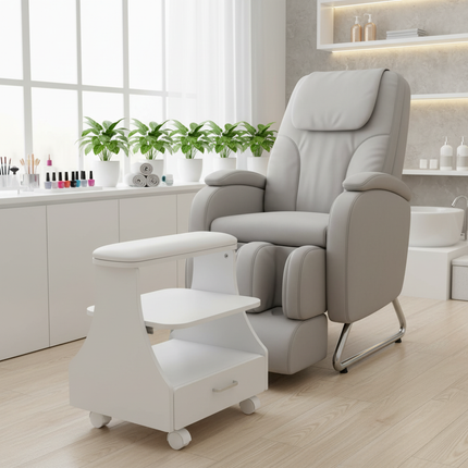 3-tier Foot Rest Manicure Stool Pedicure Cart Footbath Trolley with 4 Casters for Beauty Salon Stores 50kg White/Black/Pink - gallery 2