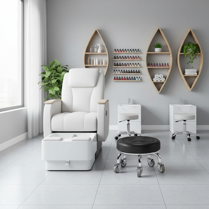 5-Wheel Metal Stool - Thickened Silent Low Stool with Sturdy Frame for Home/Foot Spa/Cosmetology/Kids - gallery 2