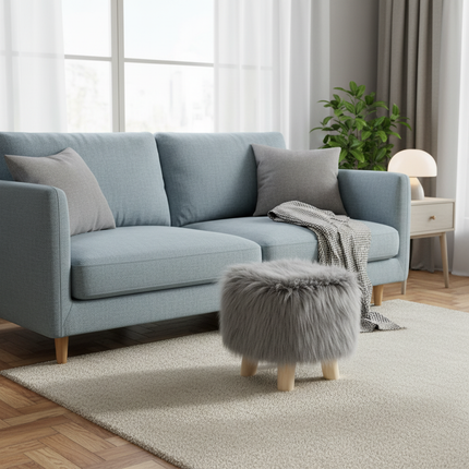 Adorable Shoes-changing Stool Plush Wooden Footrest Removable Chair Cover Soft Seat Cushion Home Decor Furnitu 가구 걸상 - gallery 2