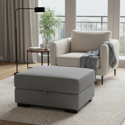 Anajqaqia Sofa Foot stool with Storage Room Ottoman Storage stool with Lid Cord Fabric - gallery 2