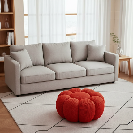 Nordic Sofa Pedal Simple Round Stool Low Ottomans Living Room Sofa Footstool 3D Fabric Creative Leg Footstool Pumpkin Footstools - gallery 2