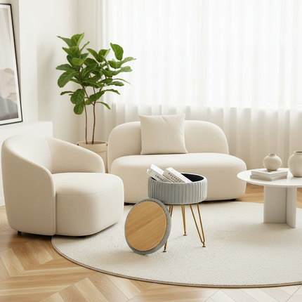 Redlife Velvet Vanity Stool Chair with Storage Multifunctional Makeup Chair Footrest with Anti-Slip Feet for Living Room Bedroom - gallery 2