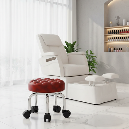 5-Wheel Metal Stool - Thickened Silent Low Stool with Sturdy Frame for Home/Foot Spa/Cosmetology/Kids - gallery 2