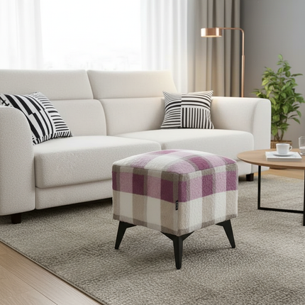 ‌Faux Leather Ottoman, Plush Entryway Bench, Velvet Square Stool, Minimalist Footrest for Bedroom/Balcony with Non-Skid Base - gallery 2