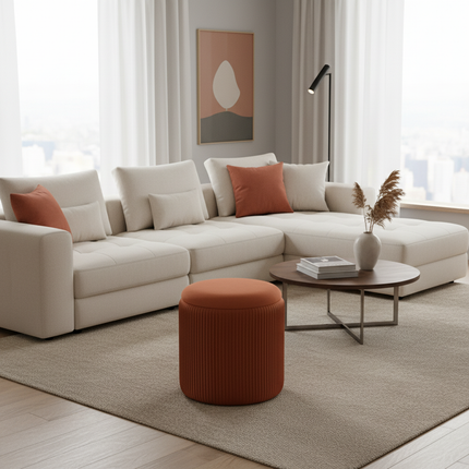 Round Ottoman Living Room Dresser Stool Nordic Modern Footrest Entrance Aesthetic Ottoman Pouf with Storage Space Soft Furniture - gallery 2