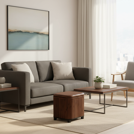 Japanese Solid Wood Small Square Stool with Storage Box Sundries Toys Organizer Household Hallway Shoes Change Footstool Ottoman - gallery 2