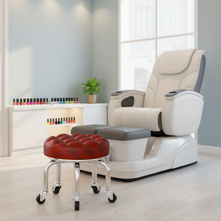 5-Wheel Metal Stool - Thickened Silent Low Stool with Sturdy Frame for Home/Foot Spa/Cosmetology/Kids - gallery 2