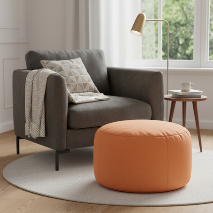 OTAUTAU Round Stool D30cm*H20cm Linen Bean Bag Ottoman with Filling Beanbag Pouf Footstool Tatami Futon Puff JD001 - gallery 2