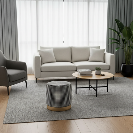 Living Room Round Stool Vanity Stool Velvet Ottoman Footrest Home Office  Compact Low Pouf  Shoe changing stool Dia33XH42cm - gallery 2