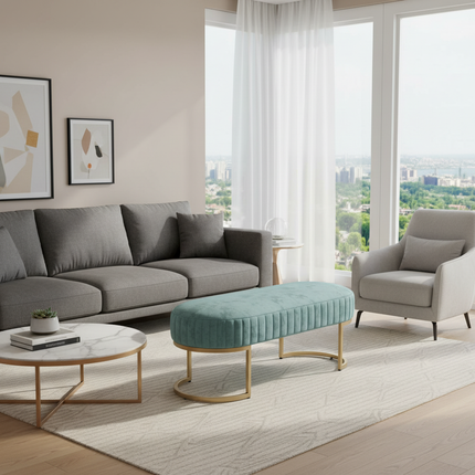 Nordic Soft Velvet Bed Footrest Ottoman Living Room Furniture for Home Bedroom Luxury Pouf Bench Entrance-hall Shoes Stool w - gallery 2