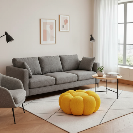 Nordic Sofa Pedal Simple Round Stool Low Ottomans Living Room Sofa Footstool 3D Fabric Creative Leg Footstool Pumpkin Footstools - gallery 2