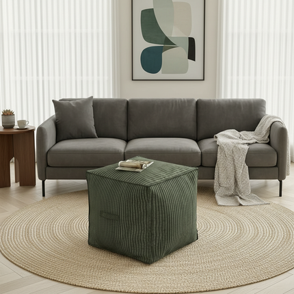 1 PCS Unstuffed Square Pouf Ottoman Storage Footrest Cover For Organizing Clothes Blankets Kids Toys Stylish Home Decor - gallery 2