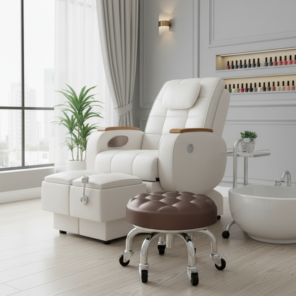 5-Wheel Metal Stool - Thickened Silent Low Stool with Sturdy Frame for Home/Foot Spa/Cosmetology/Kids - gallery 2