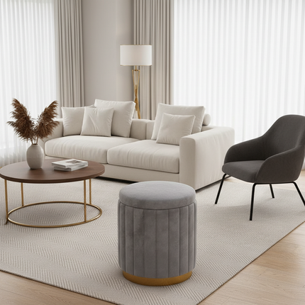 Fashion Storage Stool, Shoe Changing Stool, Makeup Stool, Bedroom Dressing Table Round Stool, New Round Stool with Storage Space - gallery 2