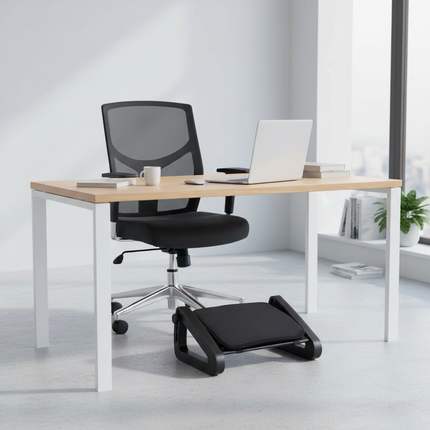 6 Height Adjustable Under Desk Footrest w/Comfort Sponge Pad Ergonomic Foot Stool Leg Rest Home Office Gaming Posture Correction - gallery 2