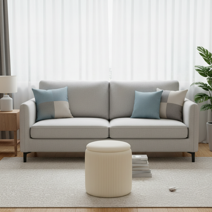 Round Ottoman Living Room Dresser Stool Nordic Modern Footrest Entrance Aesthetic Ottoman Pouf with Storage Space Soft Furniture - gallery 2