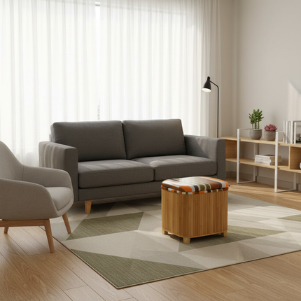 Japanese Solid Wood Small Square Stool with Storage Box Sundries Toys Organizer Household Hallway Shoes Change Footstool Ottoman - gallery 2