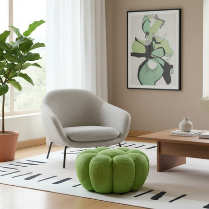 Nordic Sofa Pedal Simple Round Stool Low Ottomans Living Room Sofa Footstool 3D Fabric Creative Leg Footstool Pumpkin Footstools - gallery 2